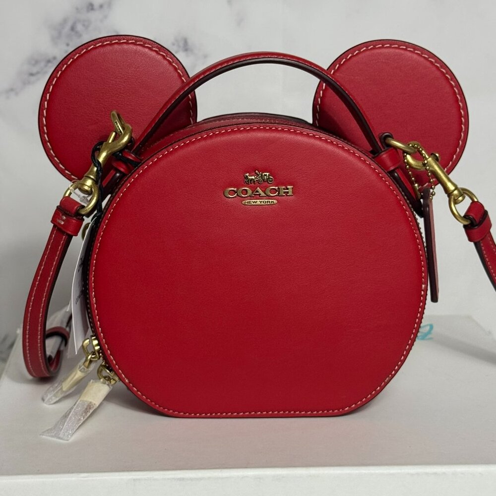 NWT Coach X Disney Women's Mickey Mouse Ear Bag Small - Electric Red (CM194)